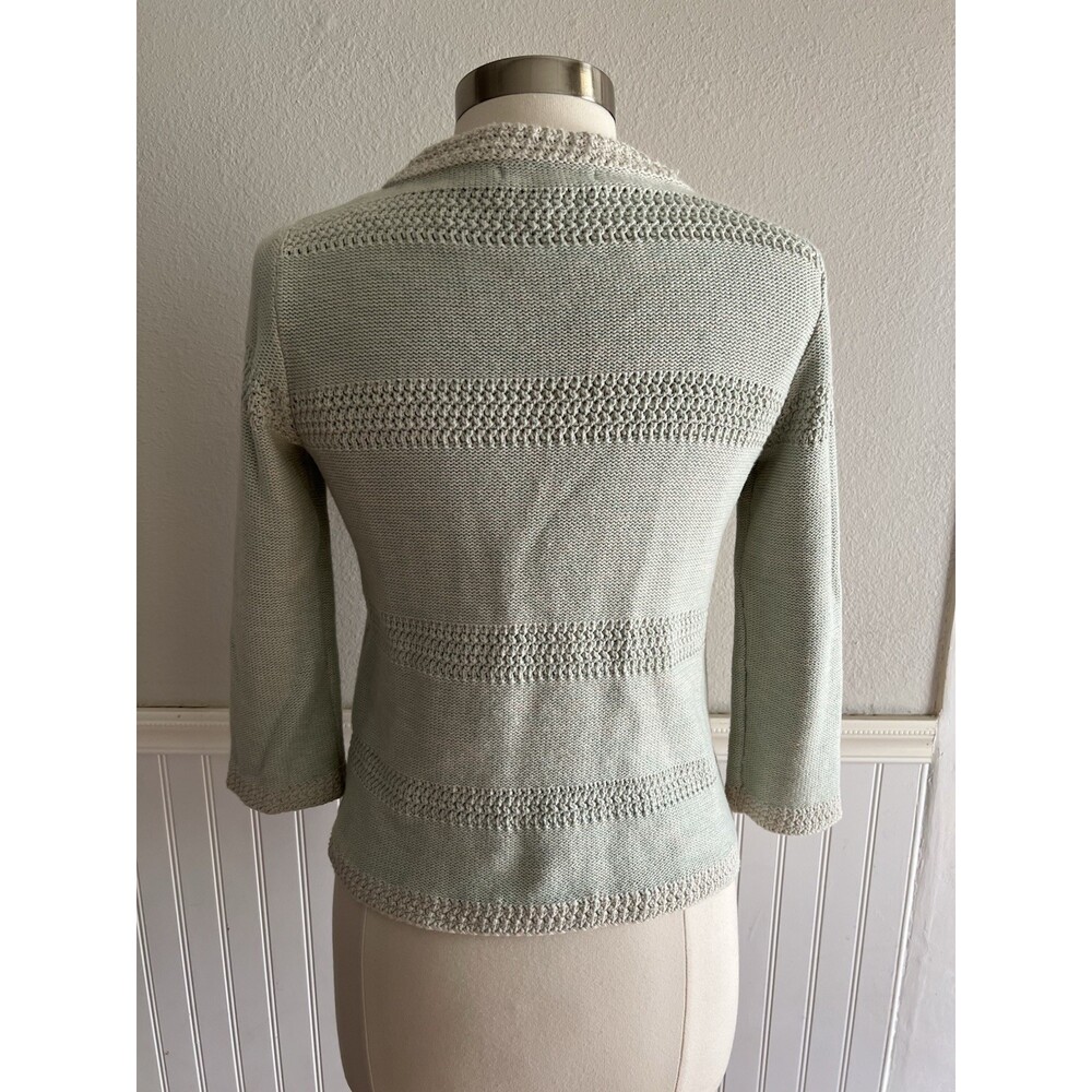 Cabi Women's Society Knit Cardigan Sweater 3/4 Sleeve 100% Cotton Mint Green S - Picture 6 of 12